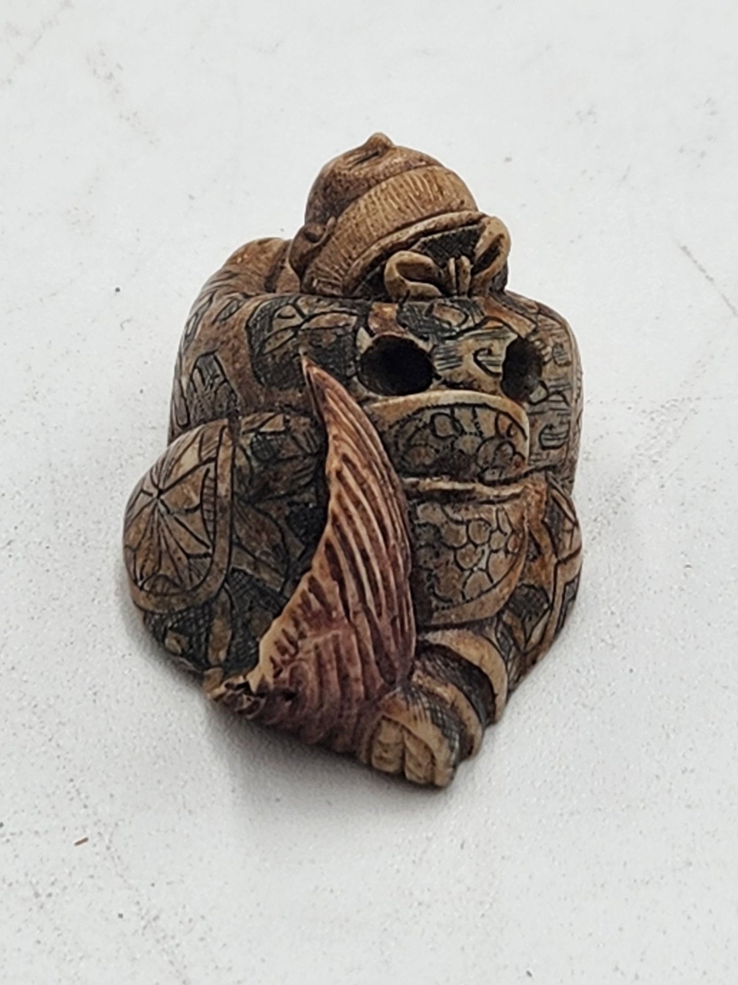 Netsuke Figurine 12 Guy Riding a Fish