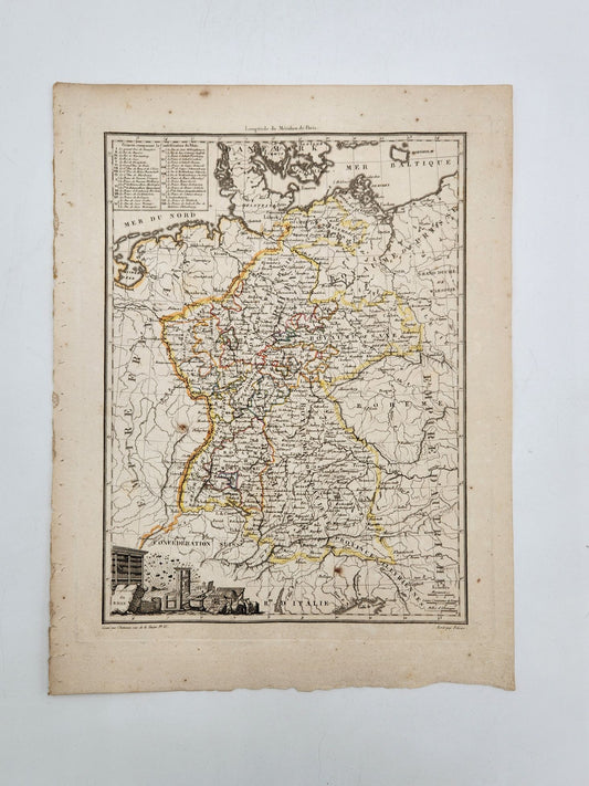 Antique Map 1812 of Alexandre, Confederat Du Rhin - Conrad Malte-Brun