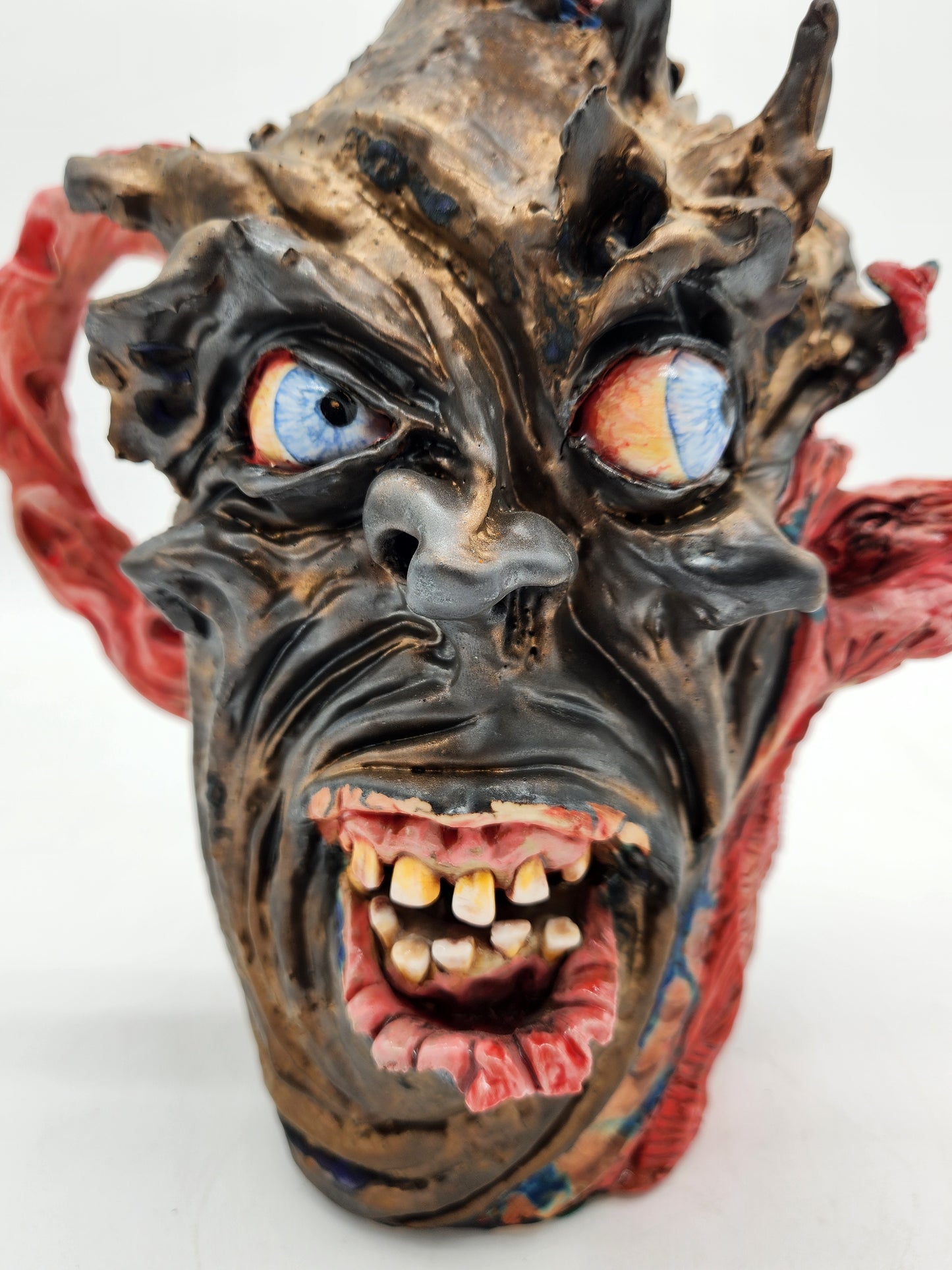 Handmade Two Faced Ceramic Devil Jug “Mxiii” – One-of-a-Kind Grotesque Face Sculpture Art Pottery