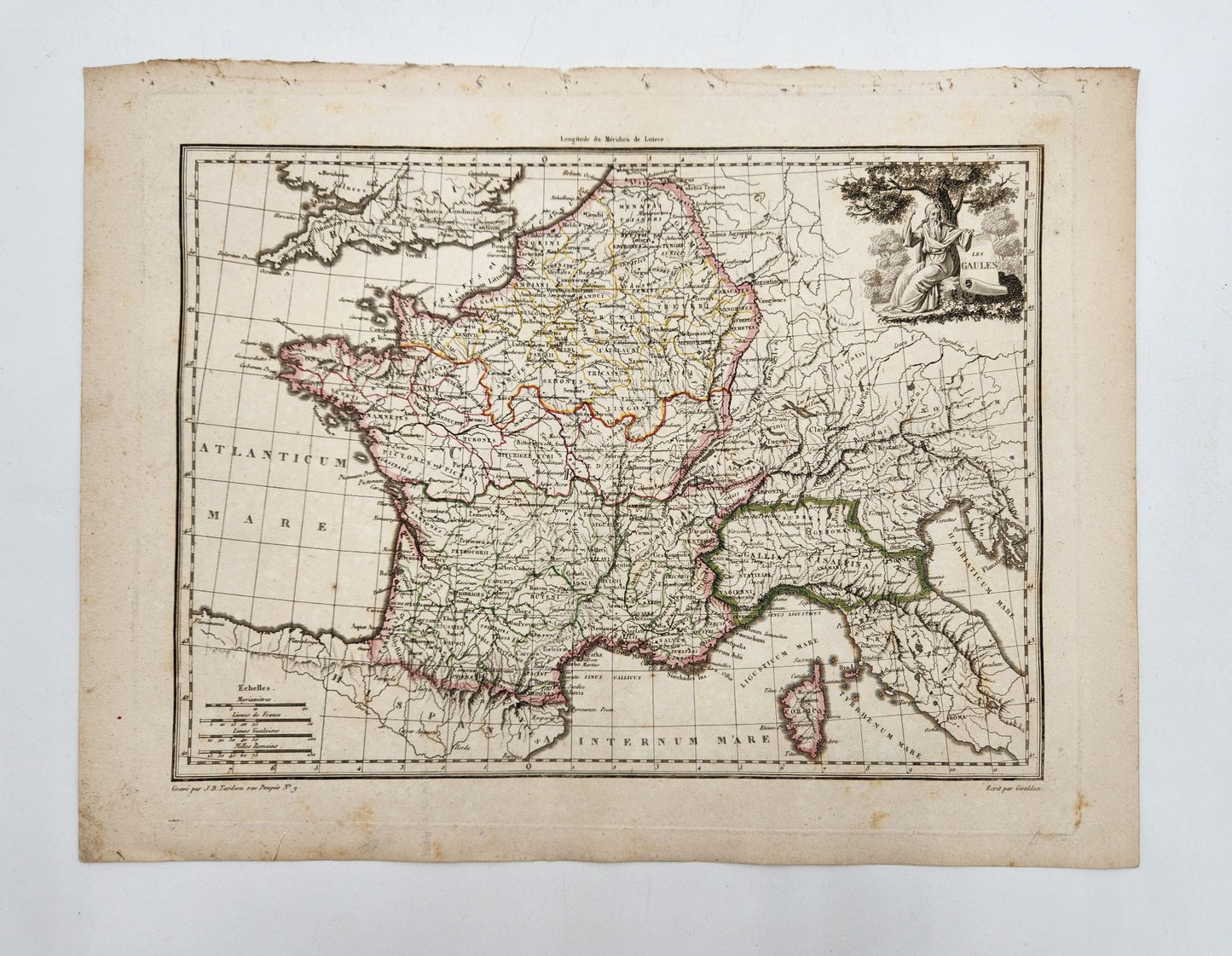 Original Map 1812 of France And Italy In 1789 - Conrad Malte-Brun / Lapie