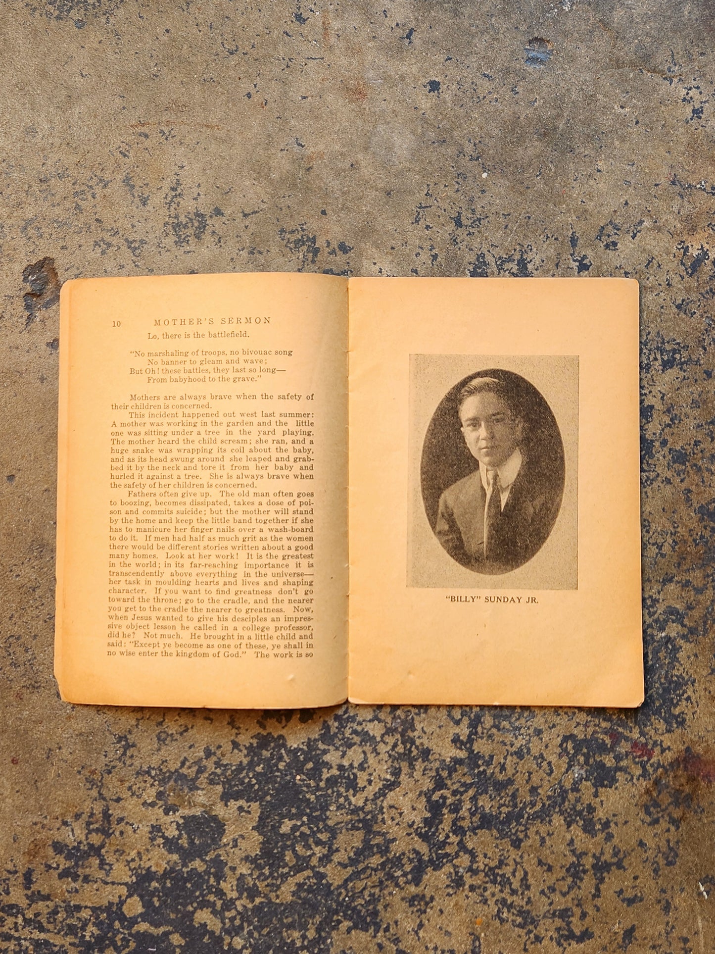 Mother’s Sermon by Billy Sunday – 1907 Journal Publishing Co. Sturgis MI – Early Evangelist Pamphlet