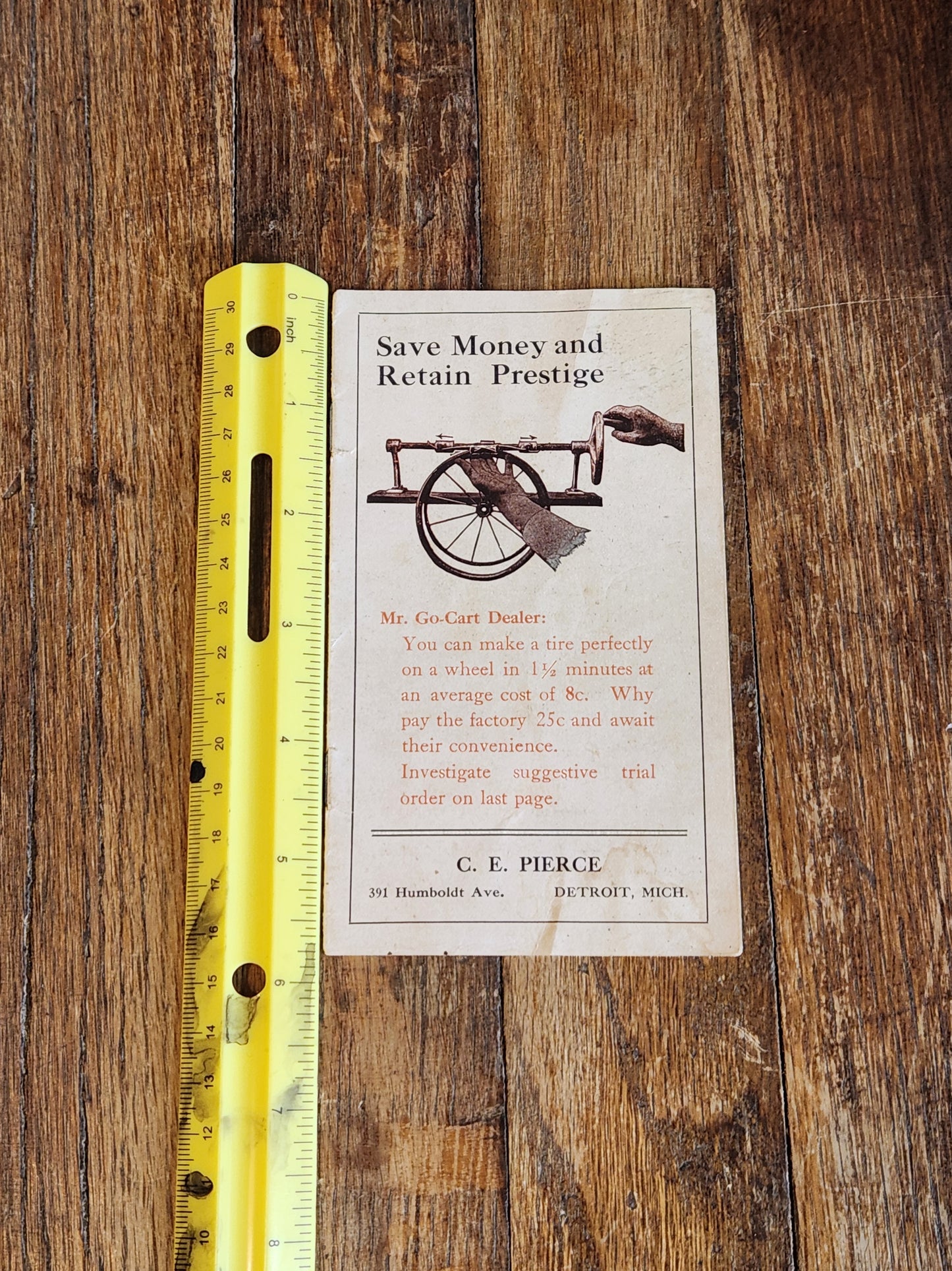 1908 Peerless Rubber Tire Setter Sales Booklet Detroit Bicycle Tool Ephemera