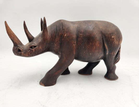 Wood Carved Rhino