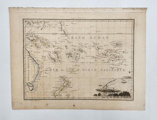 Antique Map 1812 of South Pacific Islands, New Zealand, Australia, Oceania - Conrad Malte-Brun