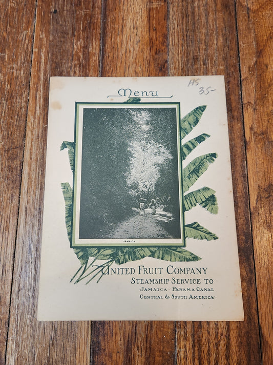 Steamship Cartago March 21st 1913 United Fruit Company Luncheon Menu