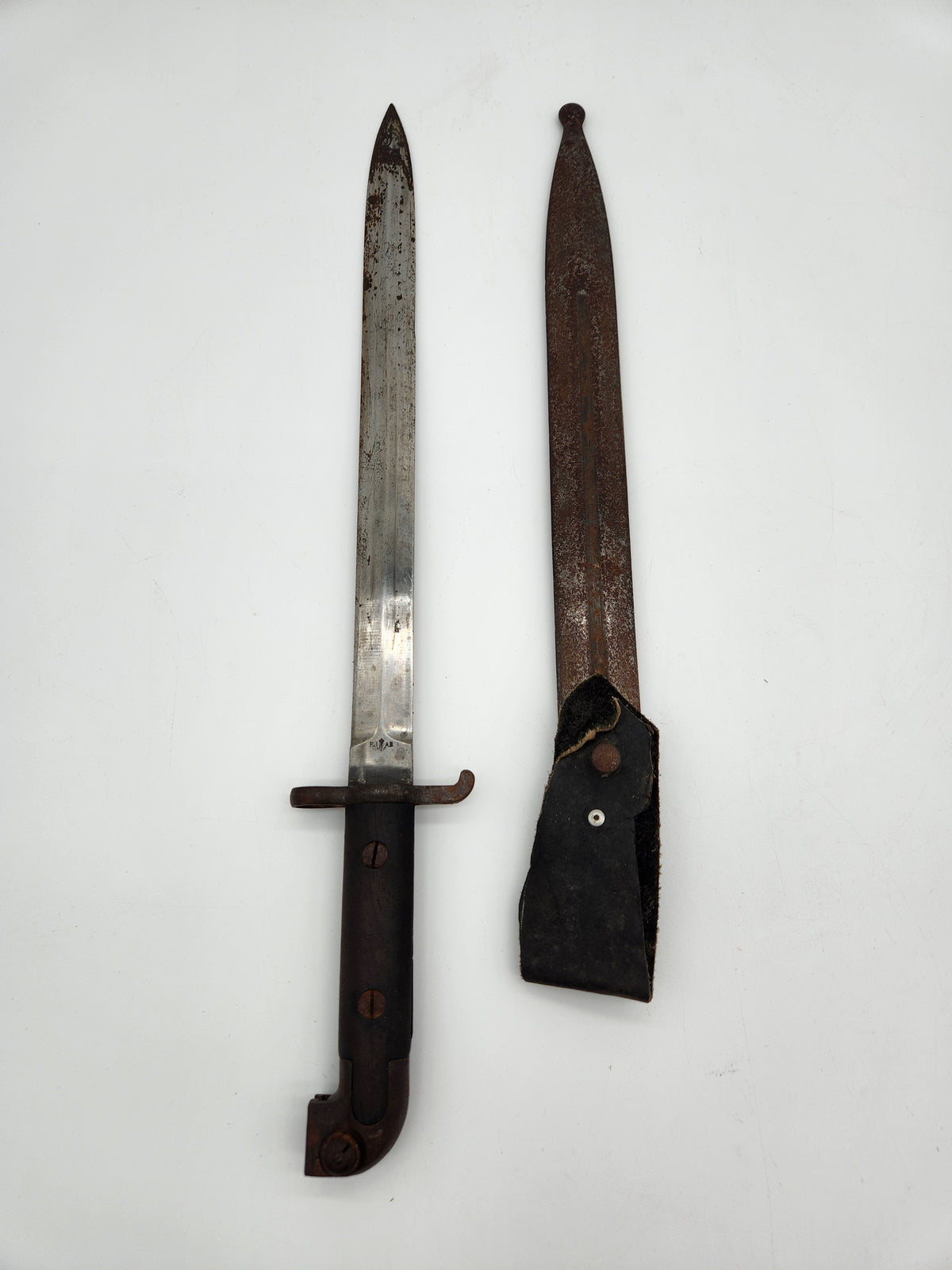 Antique Swedish Mauser M1914 Carbine Bayonet EJ AB Eskilstuna Steel Scabbard Frog