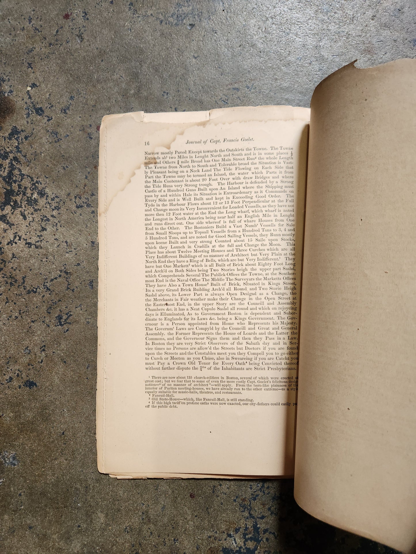 1870 Extracts from the Journal of Capt. Francis Goelet — Colonial New England Travel Account, Boston/Salem/Marblehead — Early Americana