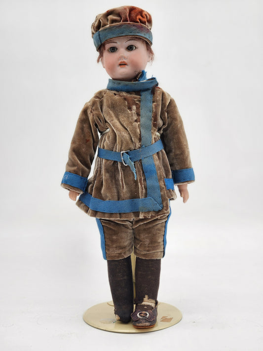 Antique Armand Marseille Roseland Bisque Head Doll A 5/0 M Boy Cadet Uniform 12"