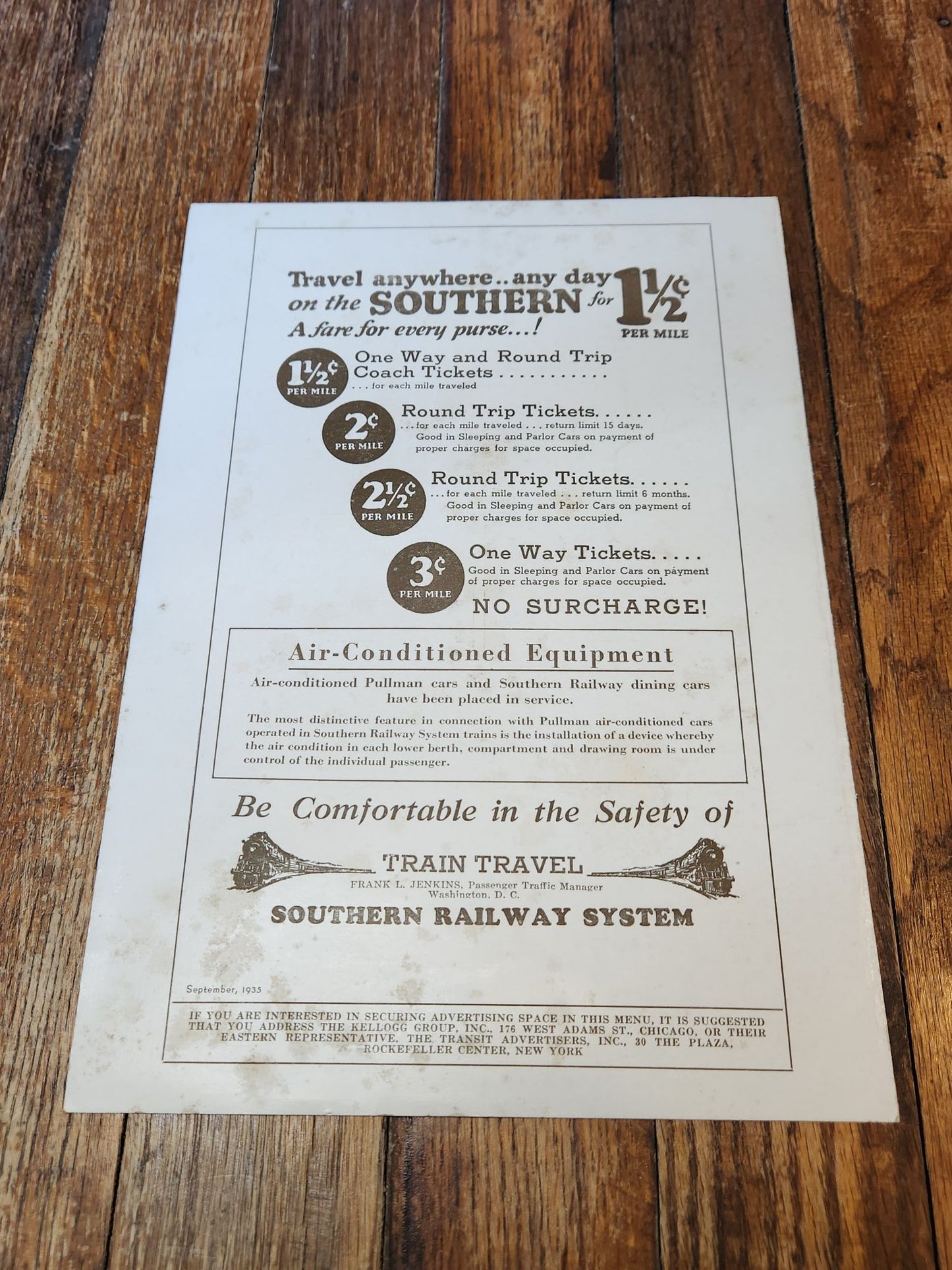 Southern Railway System and Norfolk and Western Menu