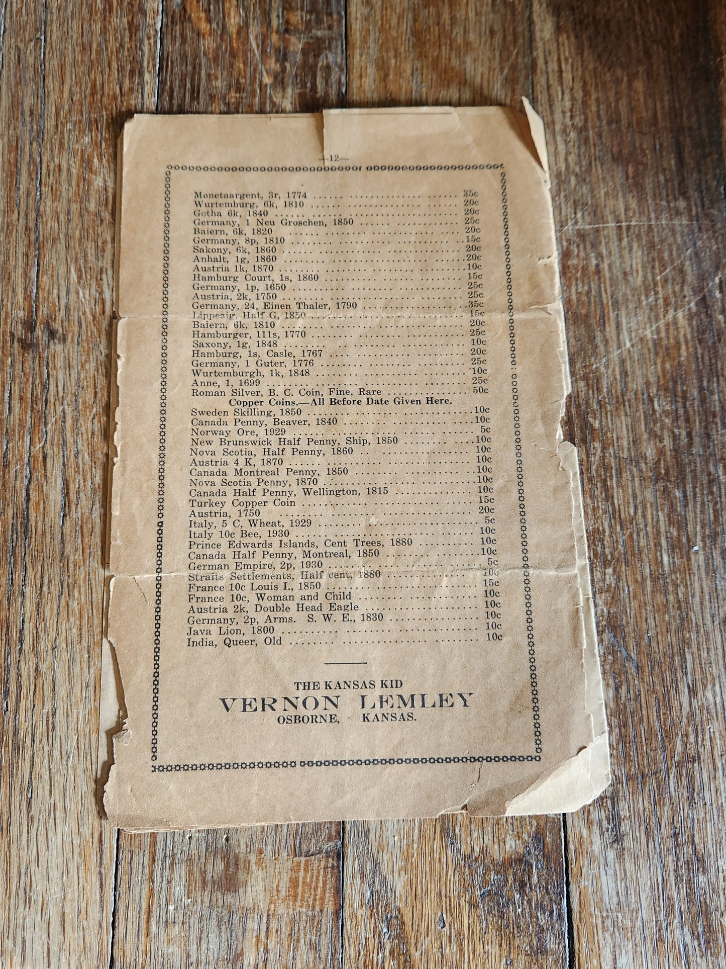 c.1910 “Kansas Kid” Vernon Lemley Curio Catalog – Native American, Oddities