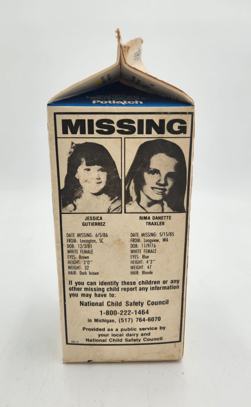 Schwegmann's Milk carton Missing kids