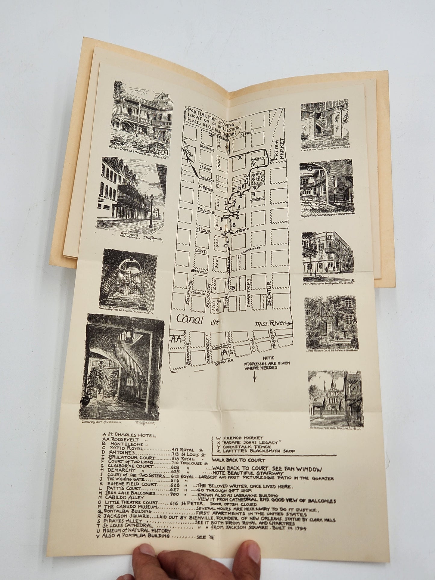 James Carl Hancock Old New Orleans Booklet Complete with Map of New Orleans Fold Out