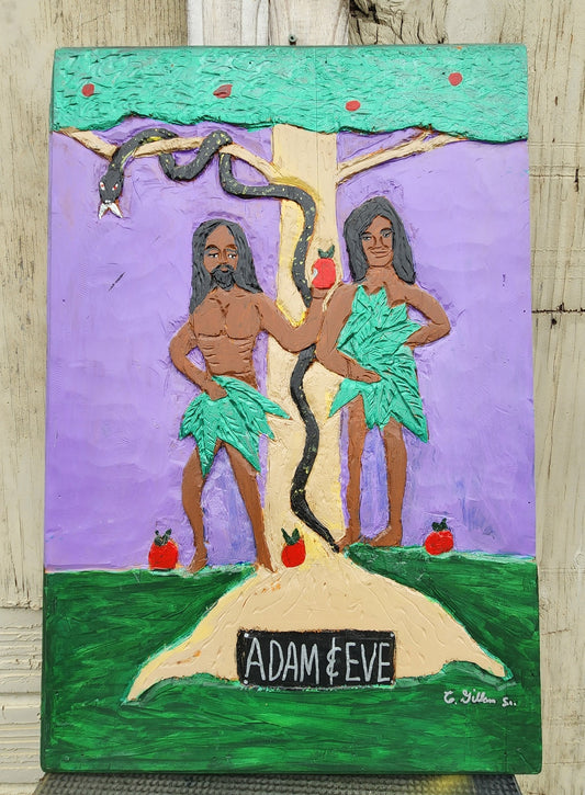 Adam and Eve on Thick Wood Panel