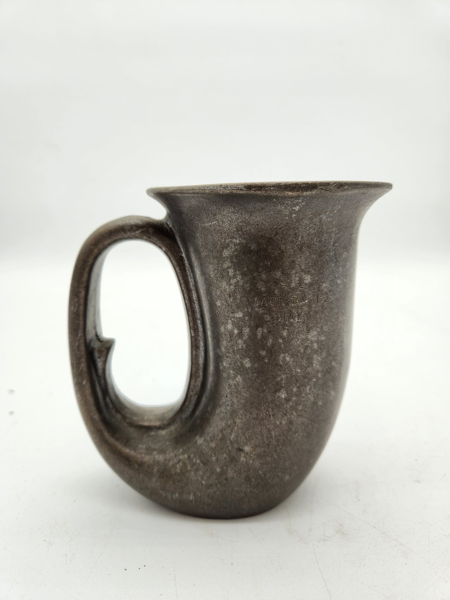 Vintage Jack Daniel Hays Texas Ranger Commemorative Metal Mug – Unusual Loop Handle Design