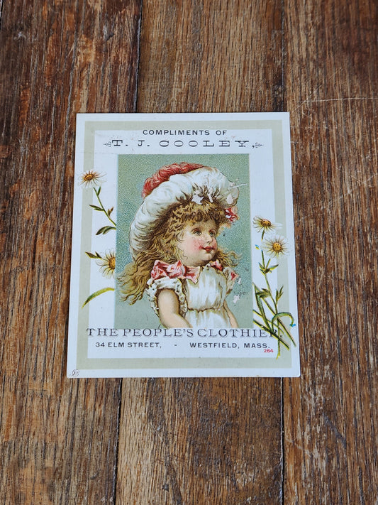Victorian Trade Card “The People’s Clothier” T.J. Cooley Westfield MA c1890s