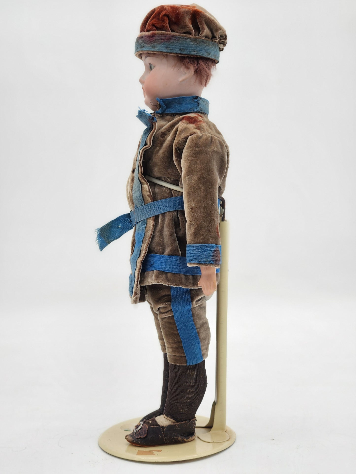 Antique Armand Marseille Roseland Bisque Head Doll A 5/0 M Boy Cadet Uniform 12"