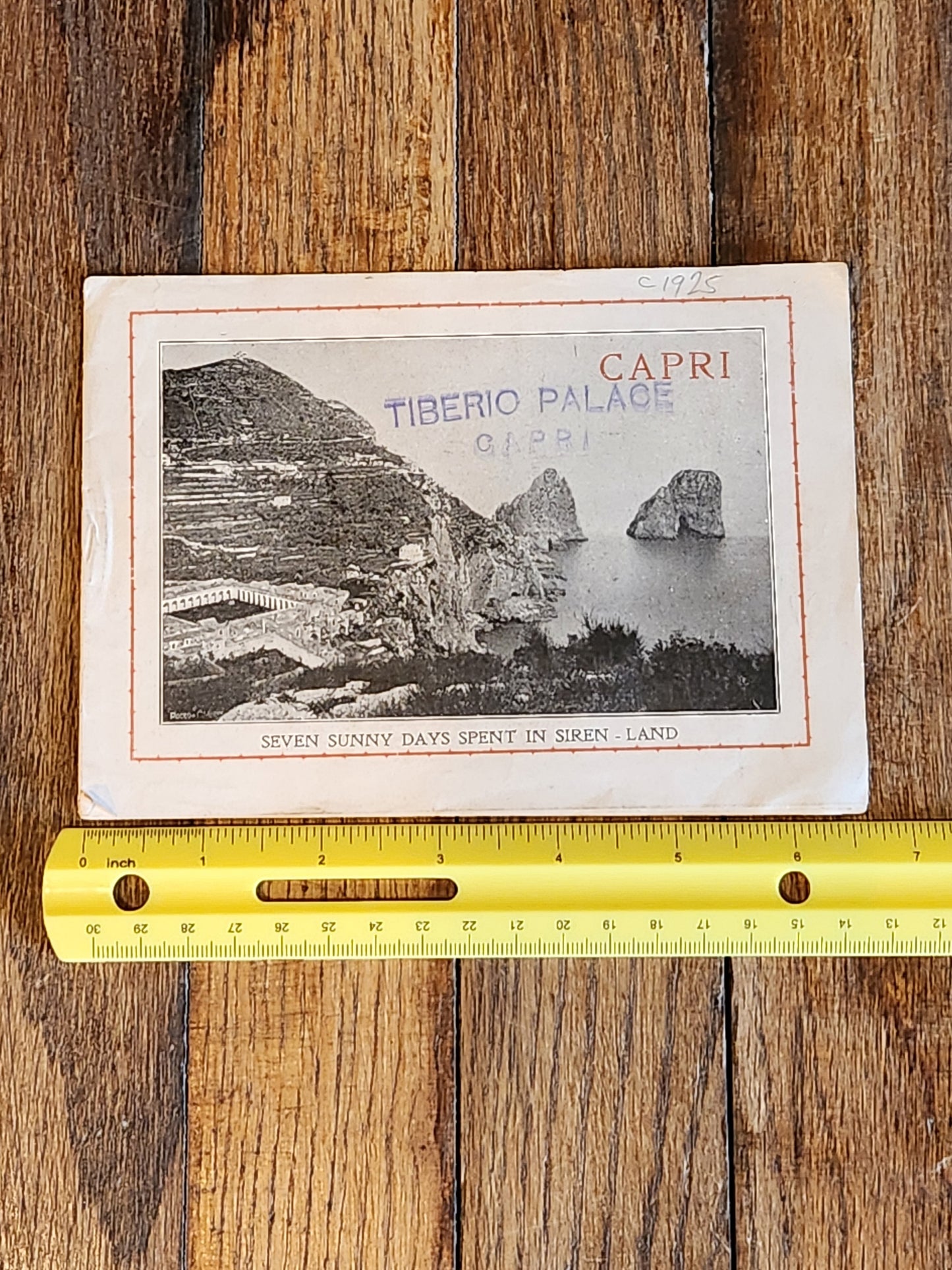 c.1925 Capri Travel Booklet – Seven Sunny Days Spent in Siren-Land – Tiberio Palace Hotel Stamp Italy