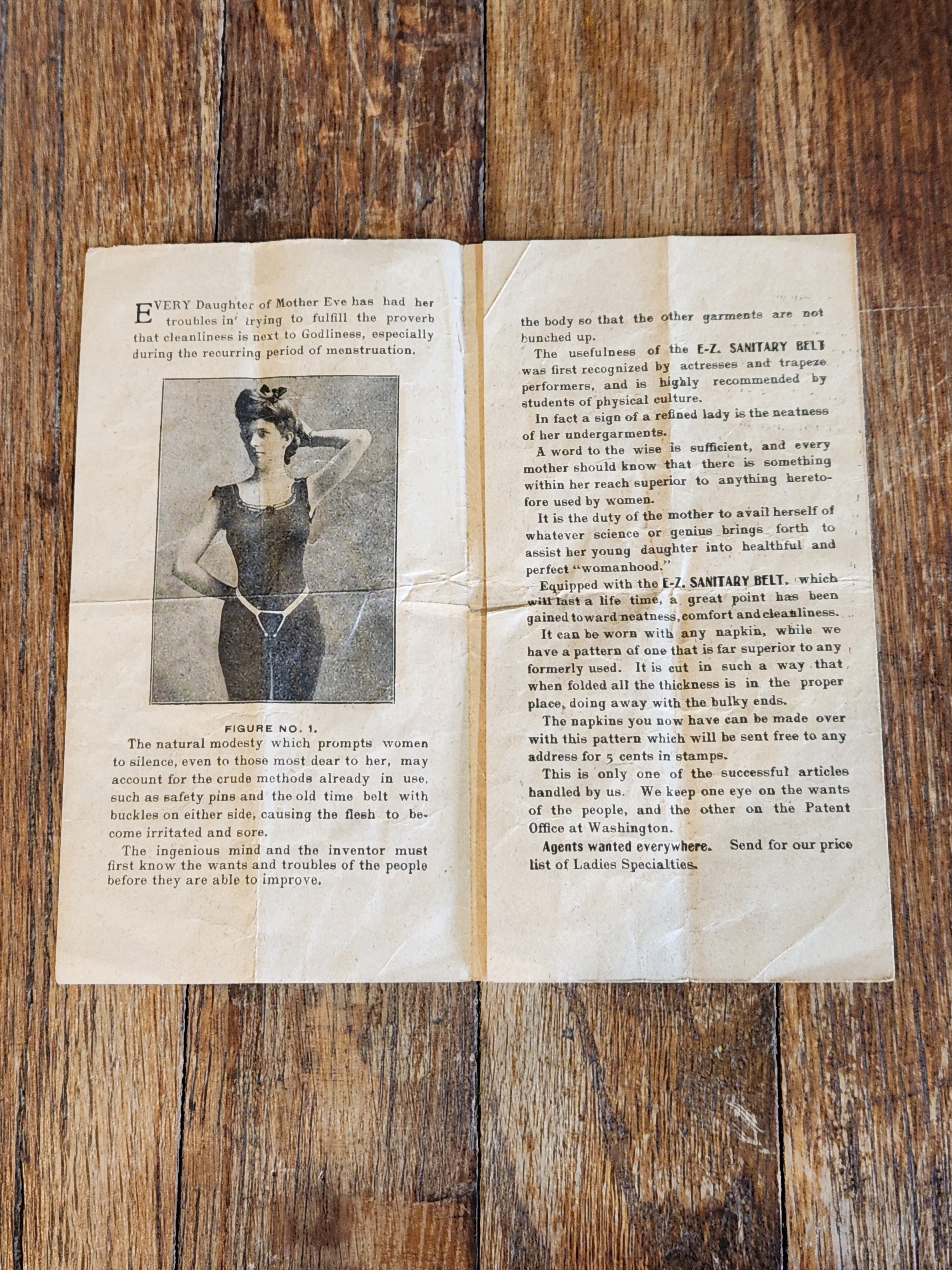 Victorian Menstrual Hygiene Pamphlet – E-Z Sanitary Belt – c1890s Medical