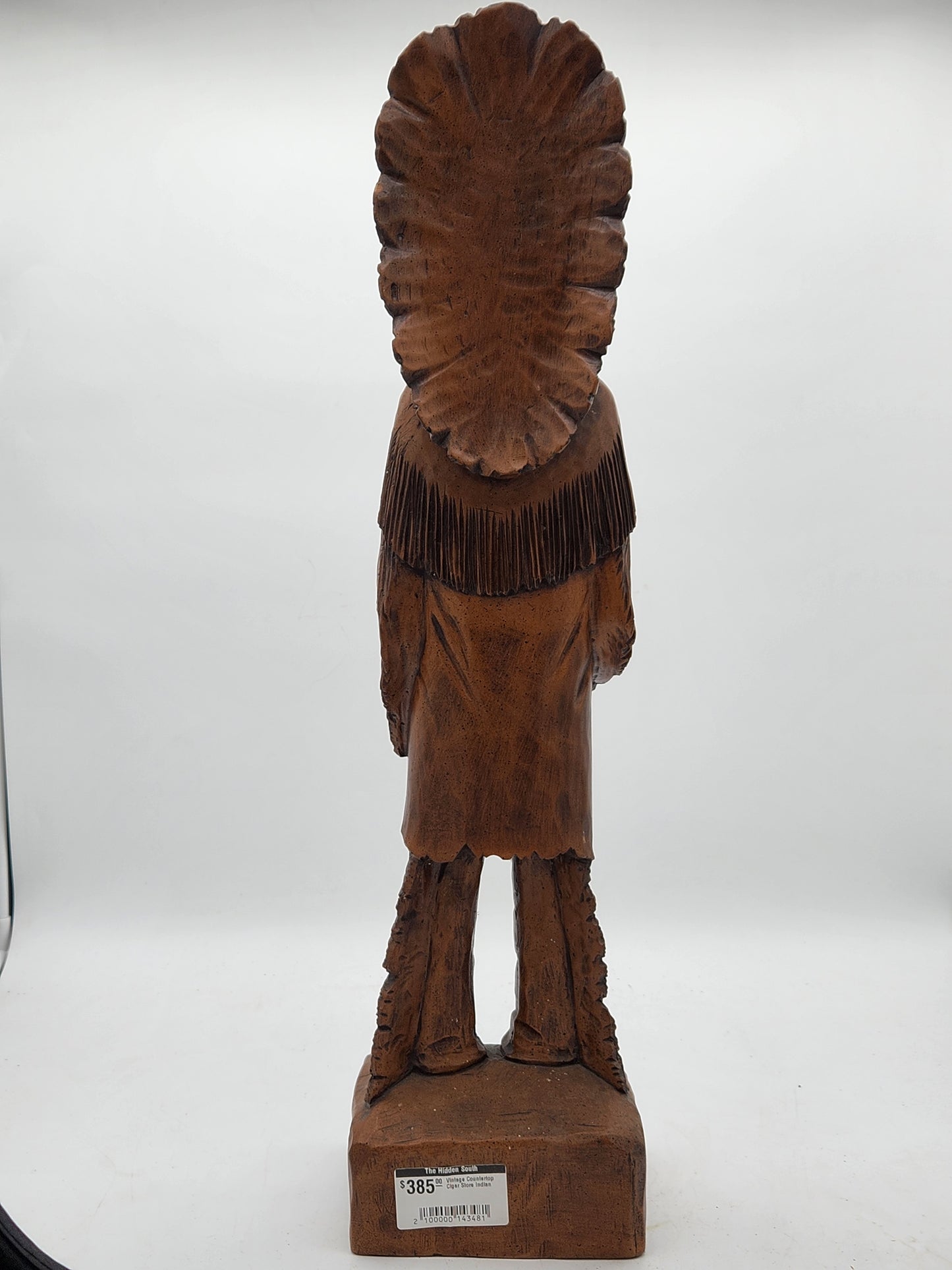 Vintage Hand Carved Wood Chief Statue | 20" Countertop Cigar Store Indian | Folk Art