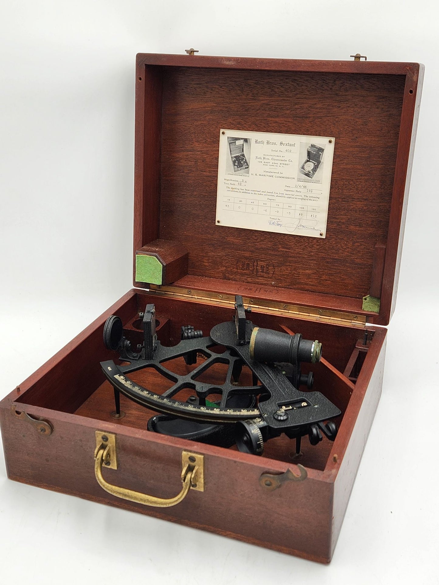 Sextant & Case - 1940s Us Maritime - Roth Bros New York