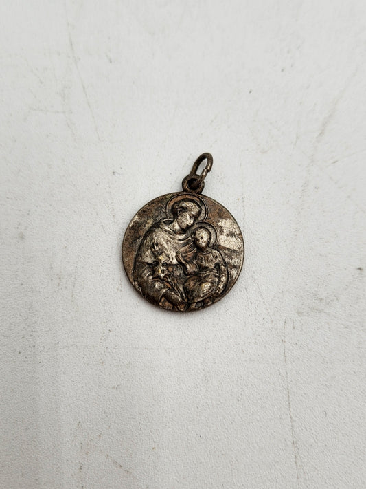 Italian Linen Antique Catholic Saint Padua Linen Touched to Holy Tongue Relic Pendant