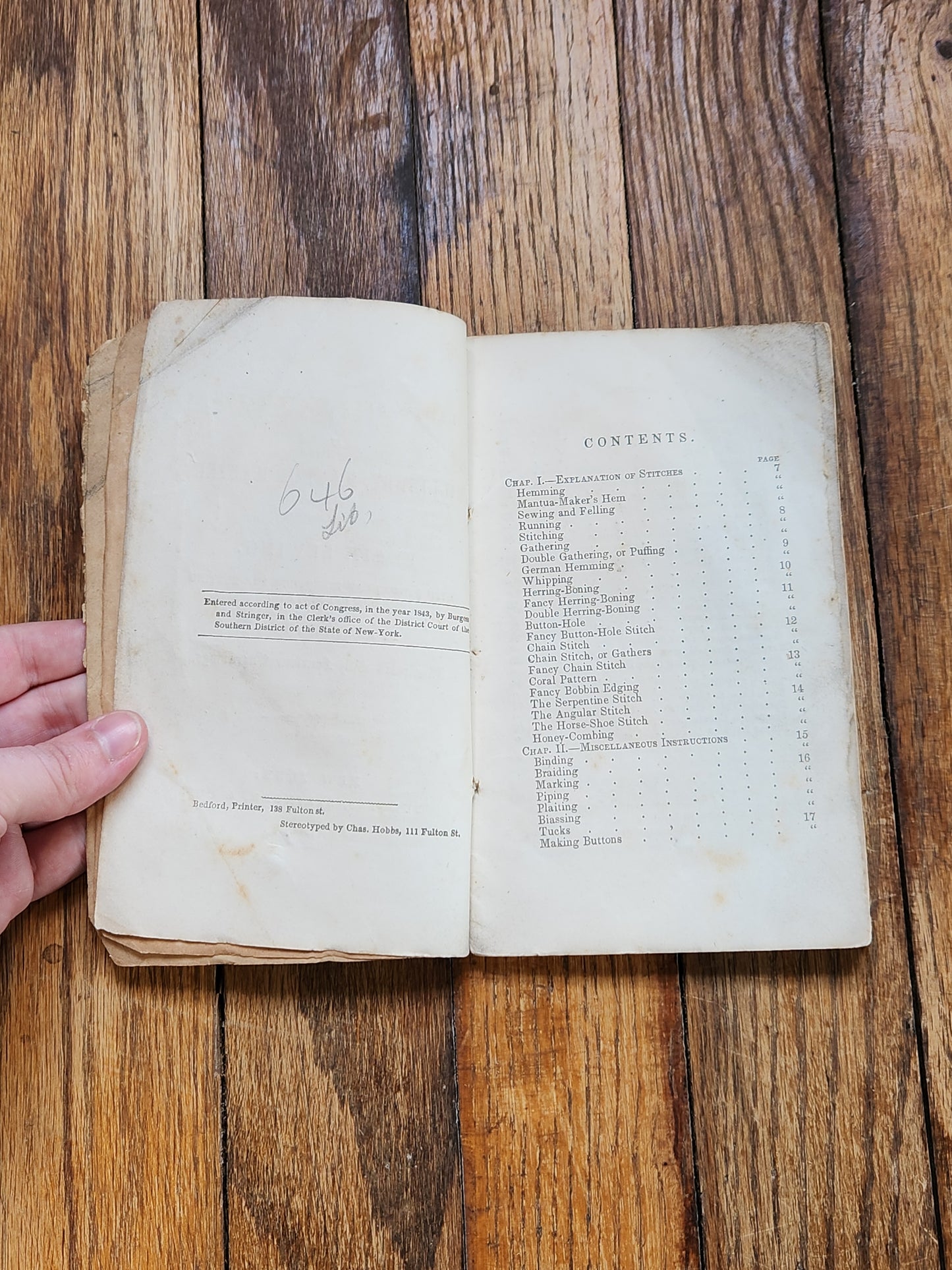 1844 Lady’s Self-Instructor in Millinery & Mantua Making Antique Sewing Fashion Book Burgess Stringer