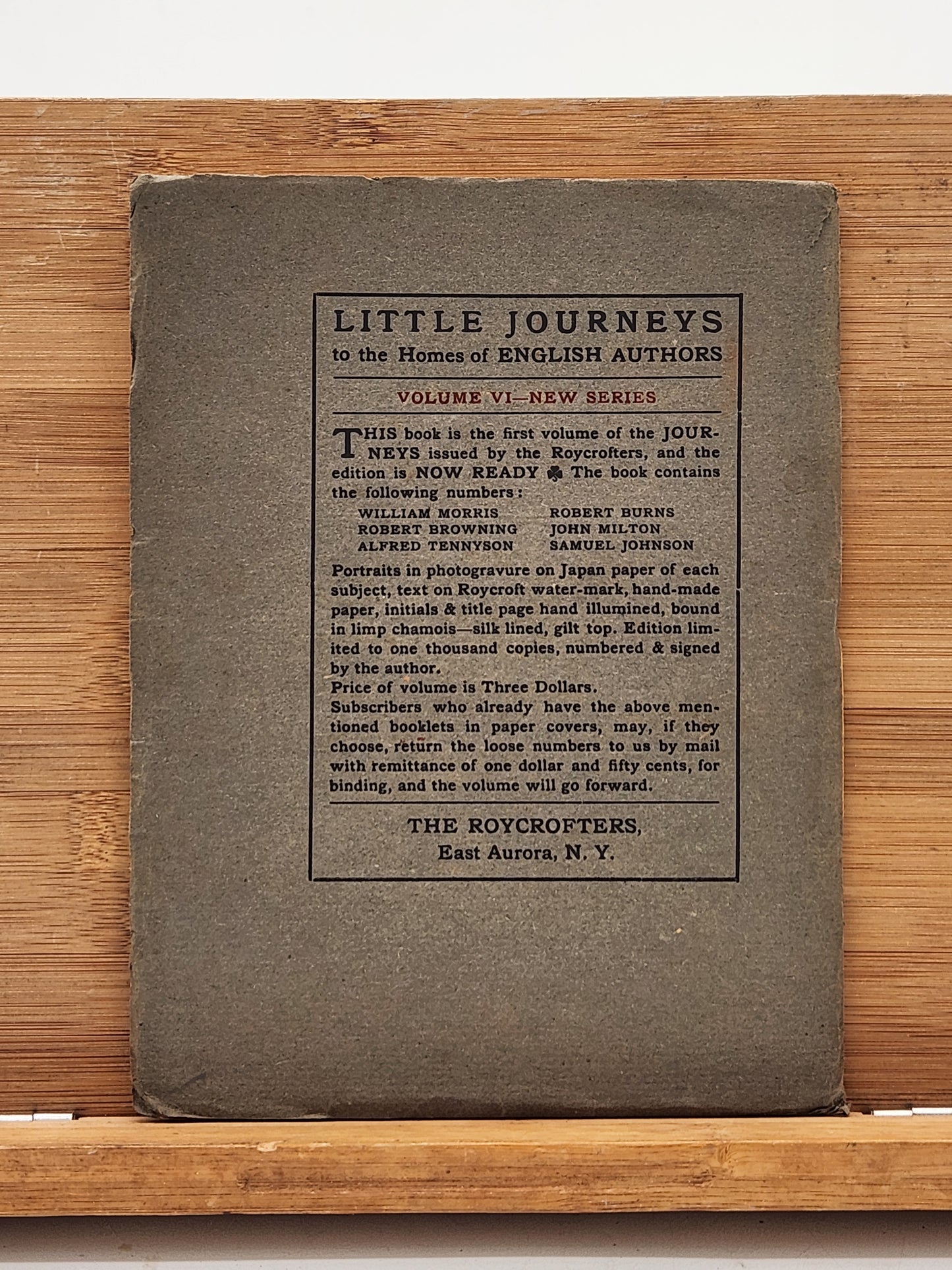 1900 Little Journeys to the Homes of English Authors — Joseph Addison by Elbert Hubbard — Roycrofters