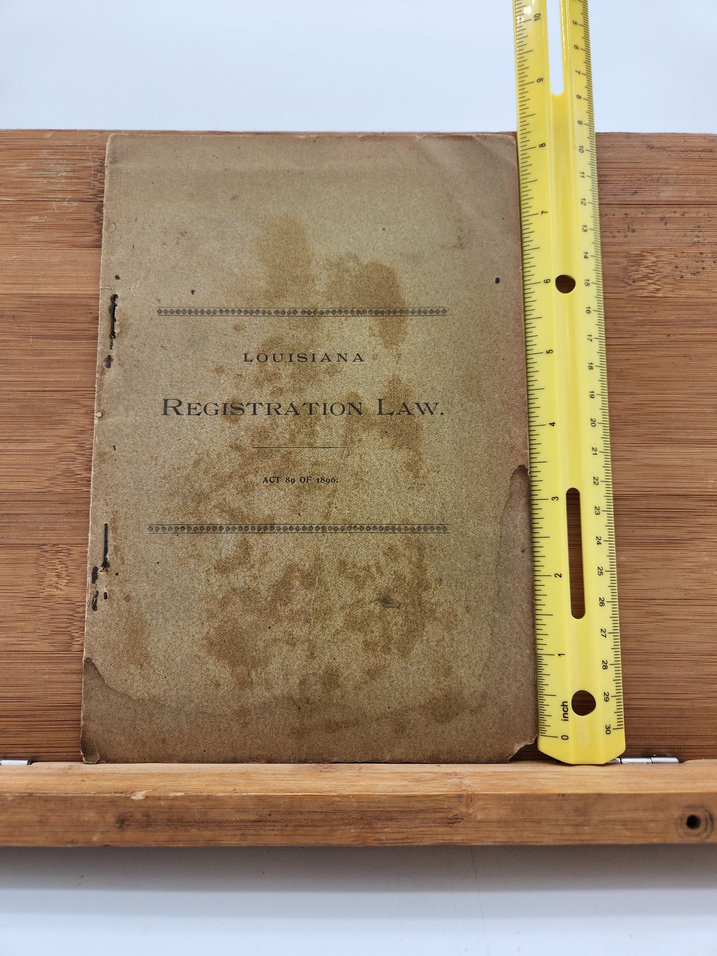 Louisiana Registration Law Act No. 89 of 1896 Jim Crow Era Voter Suppression Pamphlet