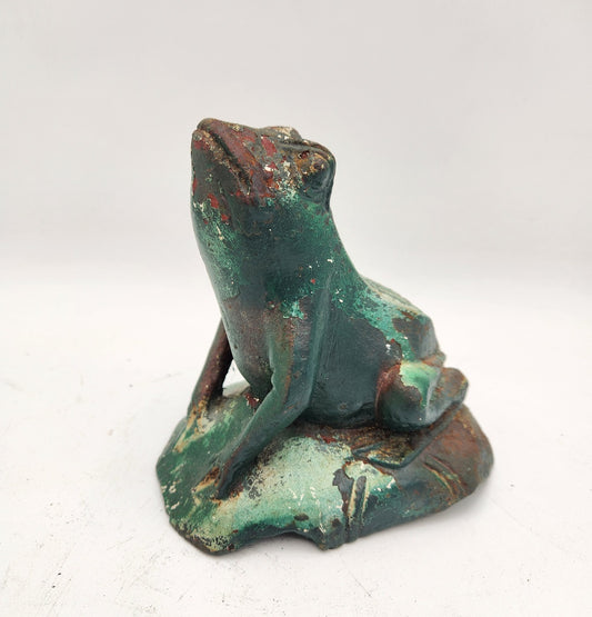 Vintage Brass Frog on a rock