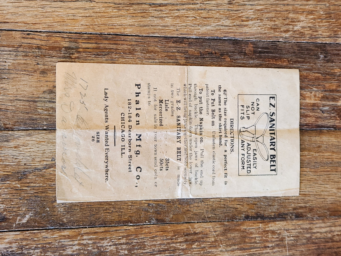 Victorian Menstrual Hygiene Pamphlet – E-Z Sanitary Belt – c1890s Medical