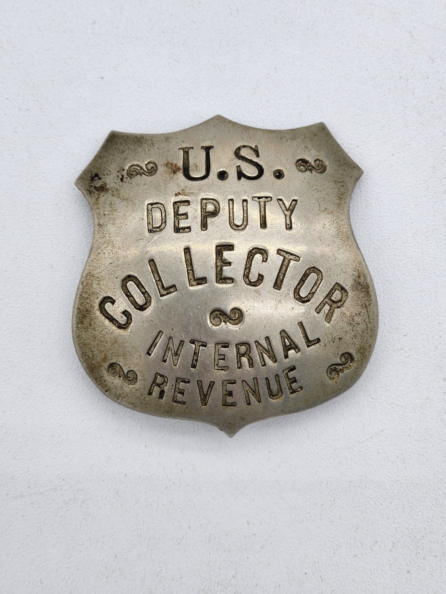 Antique US Deputy Collector Internal Revenue Shield Badge IRS Treasury Revenue