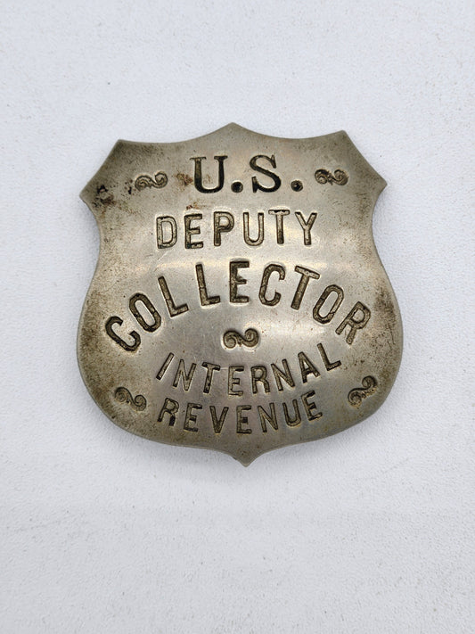 Antique US Deputy Collector Internal Revenue Shield Badge IRS Treasury Revenue