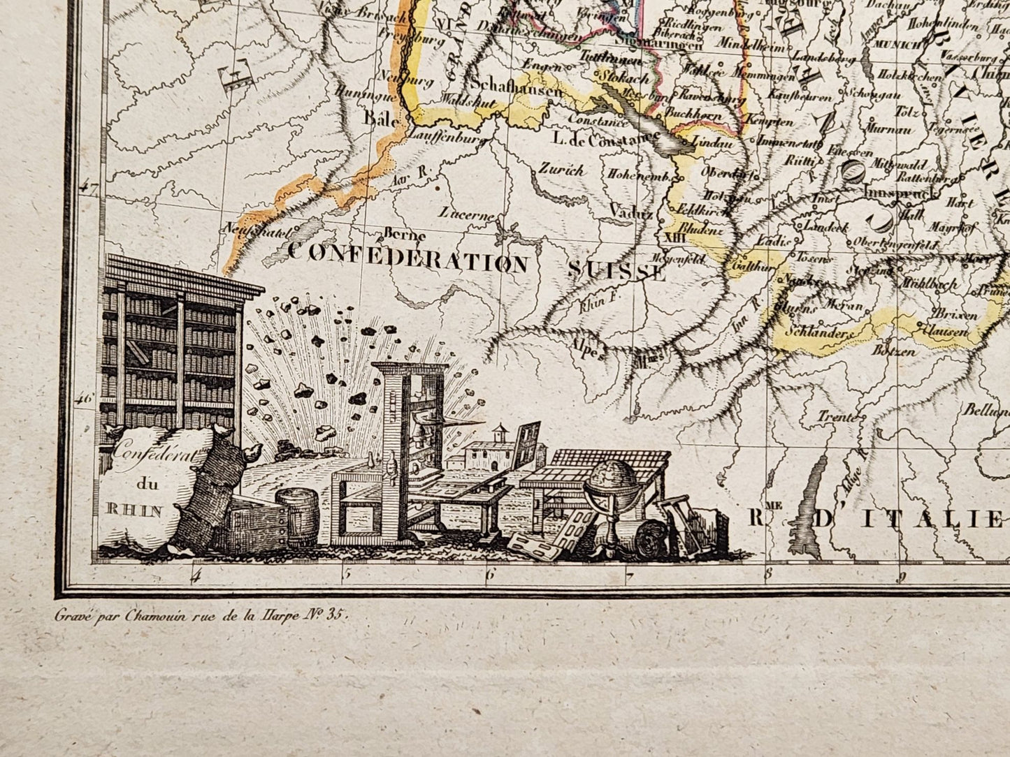 Antique Map 1812 of Alexandre, Confederat Du Rhin - Conrad Malte-Brun