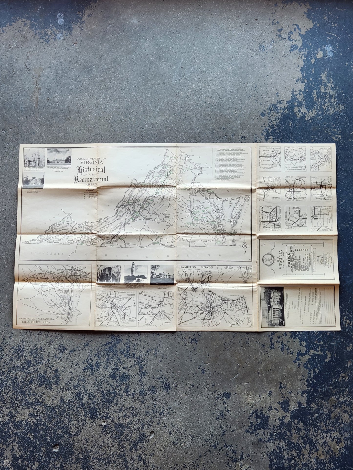 1940 Virginia State Highway Map – Department of Highways Richmond – Vintage Road Map