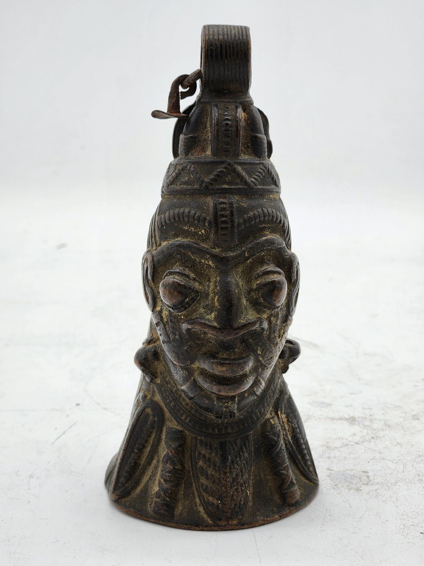 Antique 19th Century Yoruba Bronze Face Bell Nigerian Ogboni Tribal African Art