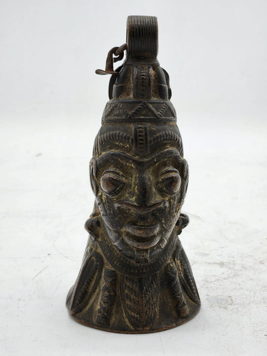 Antique 19th Century Yoruba Bronze Face Bell Nigerian Ogboni Tribal African Art