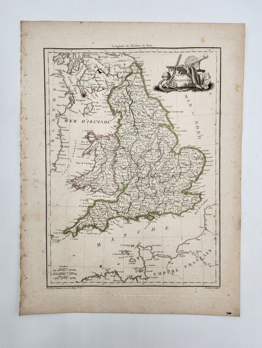 Original Map 1812 of England, Angleterre - Conrad Malte-Brun / Lapie