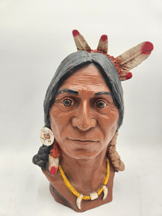 UNIVERSAL STATUARY CORP Chicago Large Indian Bust Statue Figure Native american