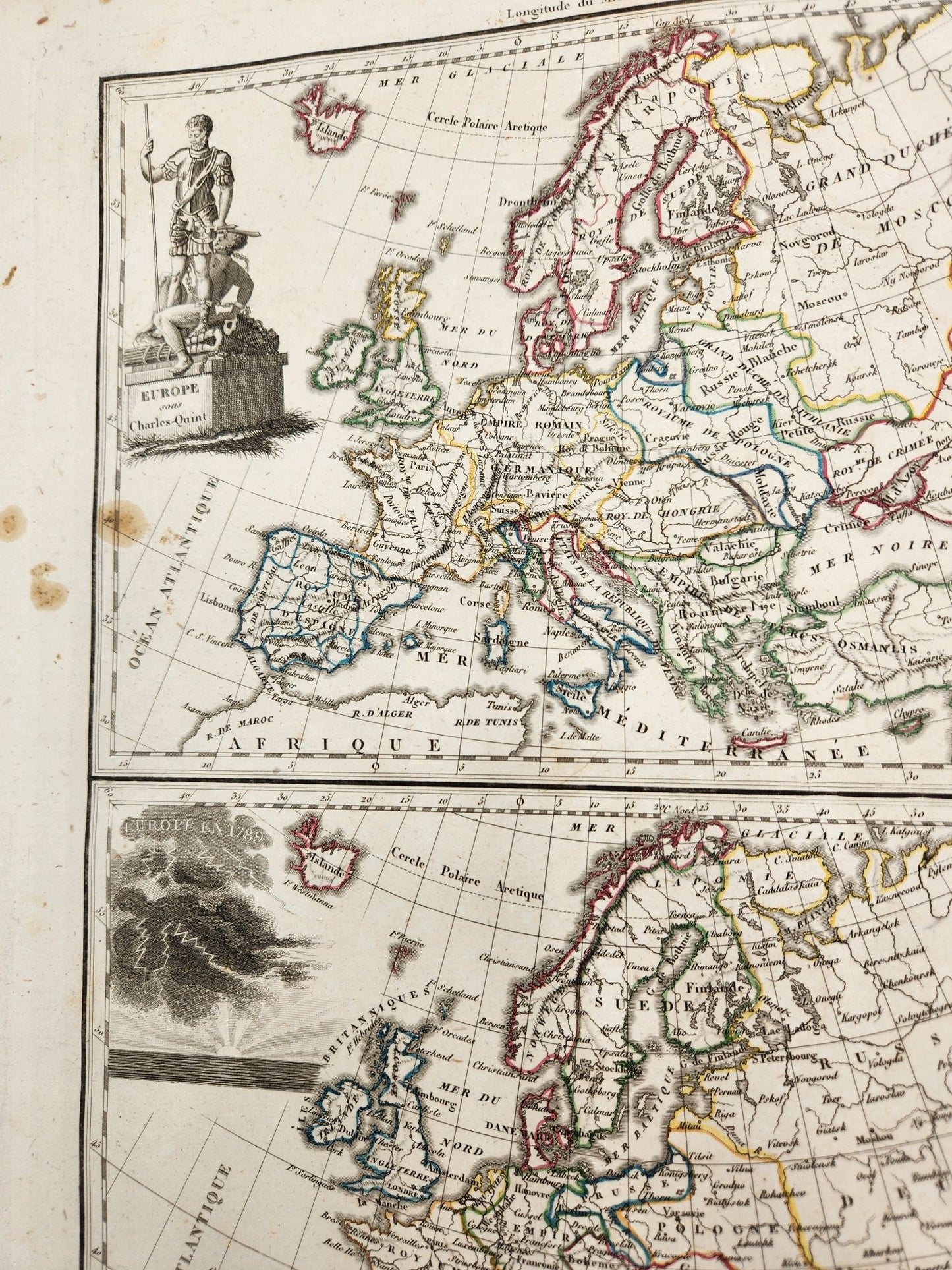 Original Map 1812 Of - Topography-Europe-Charles V-French Revolution-Chamouin-Ca. - Conrad Malte-Brun / Lapie