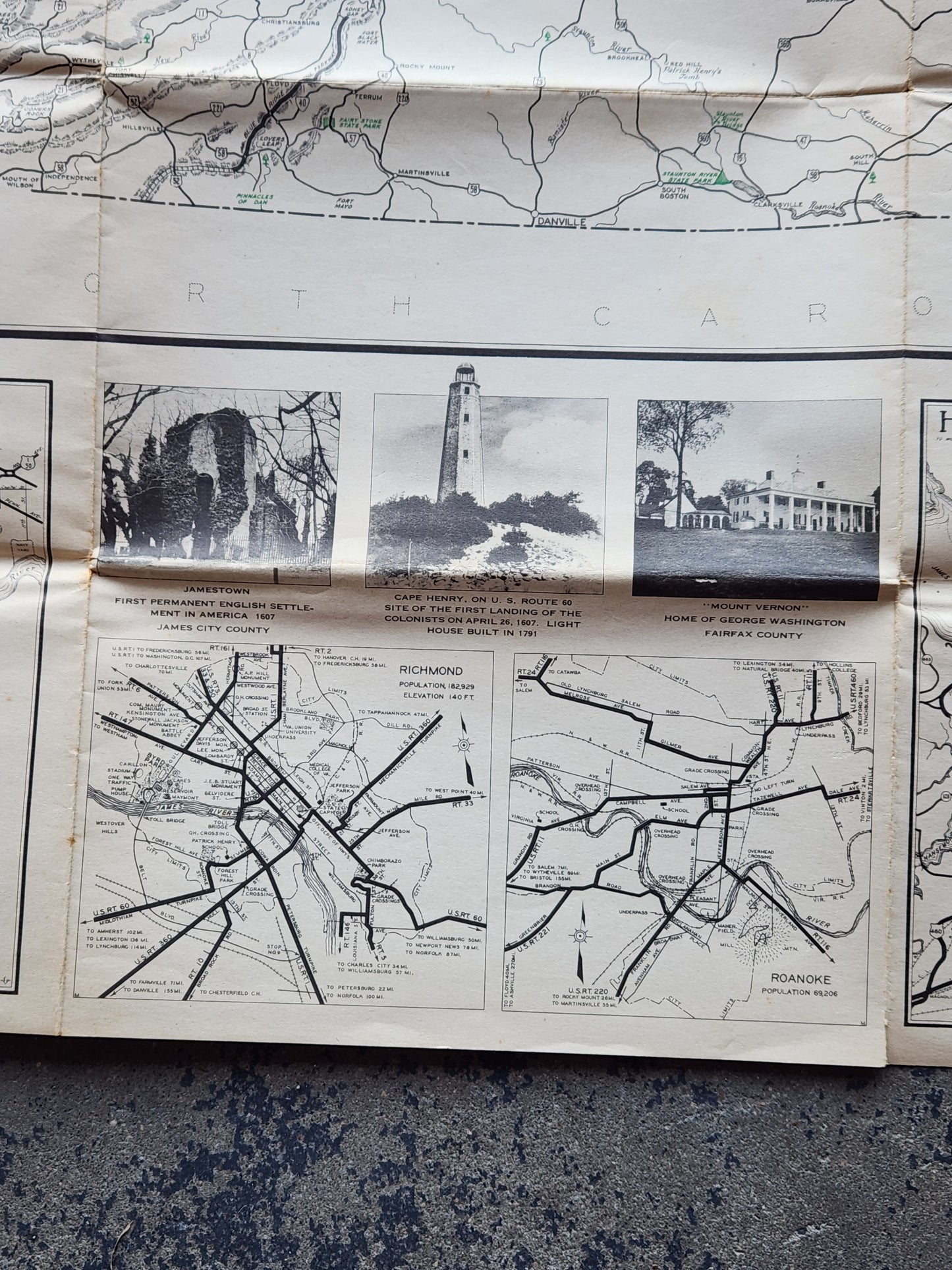 1940 Virginia State Highway Map – Department of Highways Richmond – Vintage Road Map