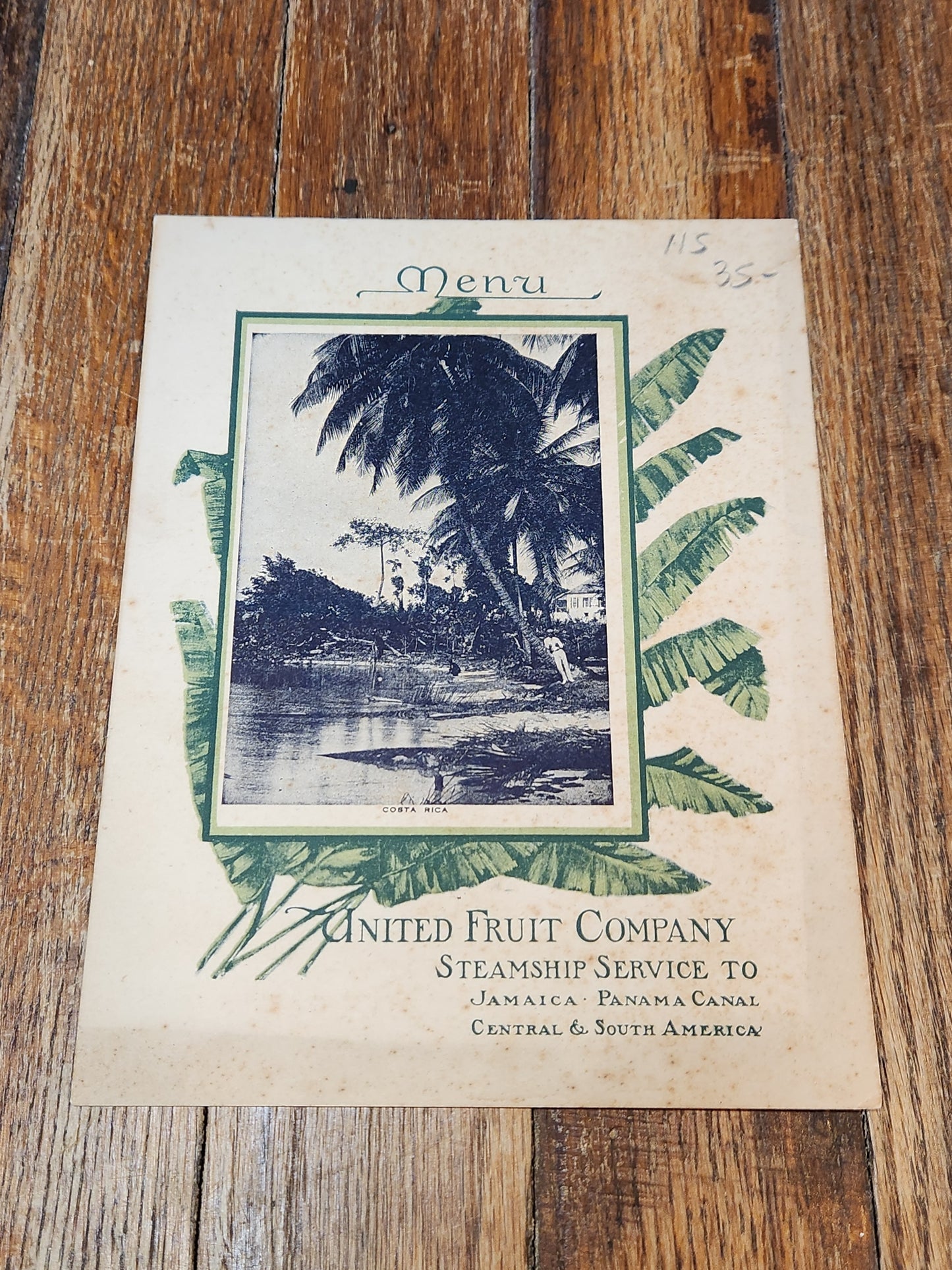 Costa Rica United Fruit Company Menu 1913