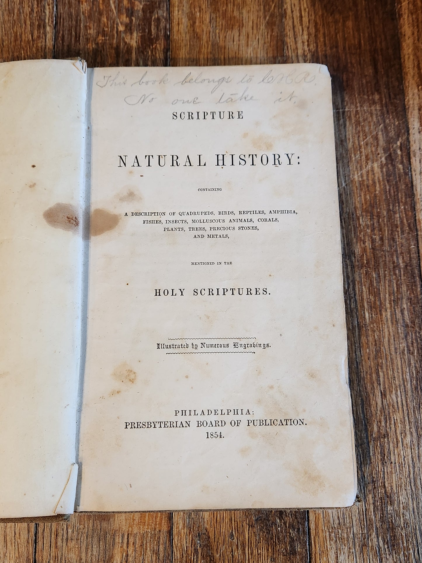 Scripture Natural History Philadelphia: Presbyterian Board of Publication, 1854