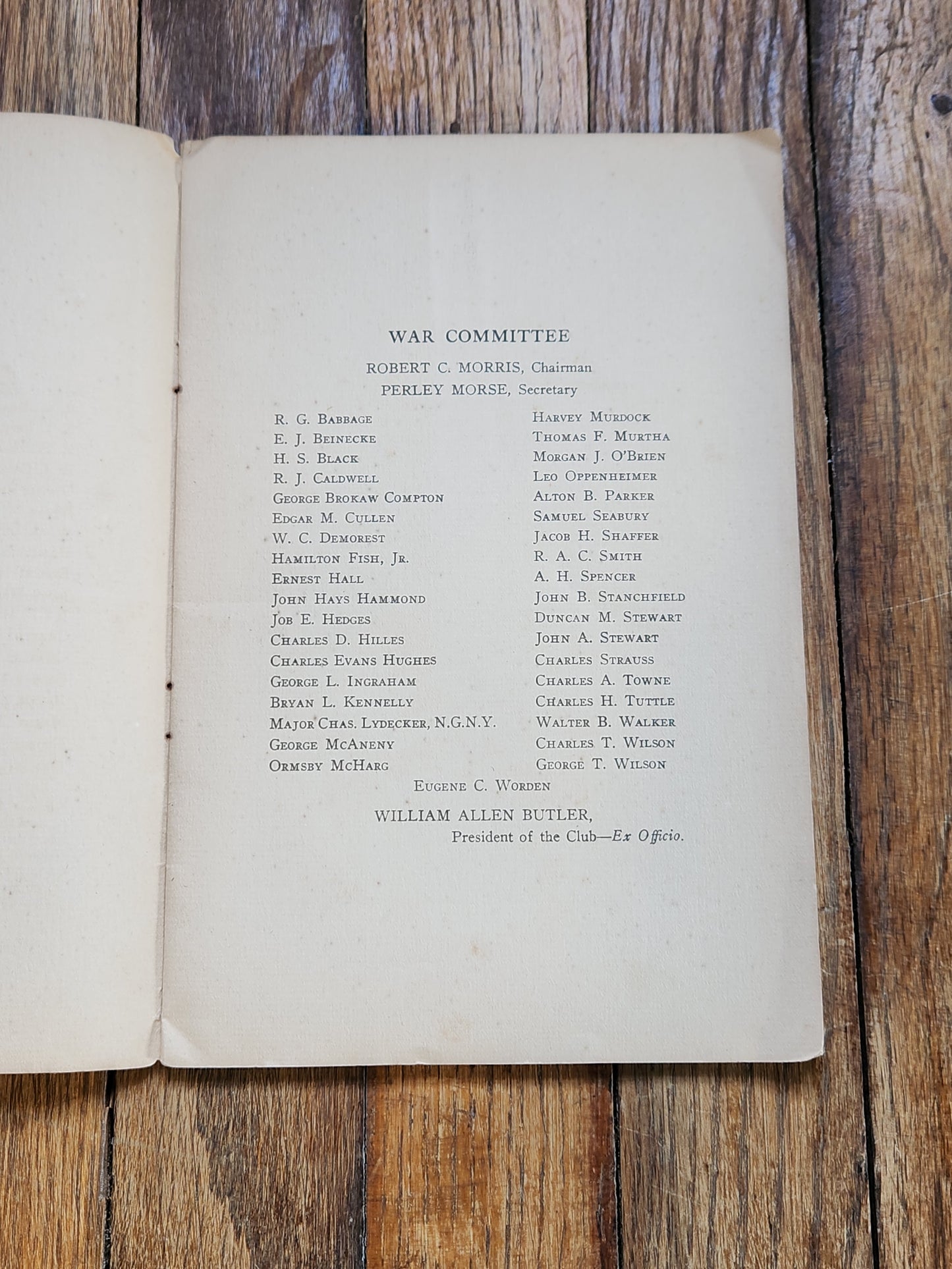 1917 Report to War Committee of The Lawyers Club NYC — WWI Resource Organization Charts & Recommendations — Charles Evans Hughes, Hamilton Fish Jr.