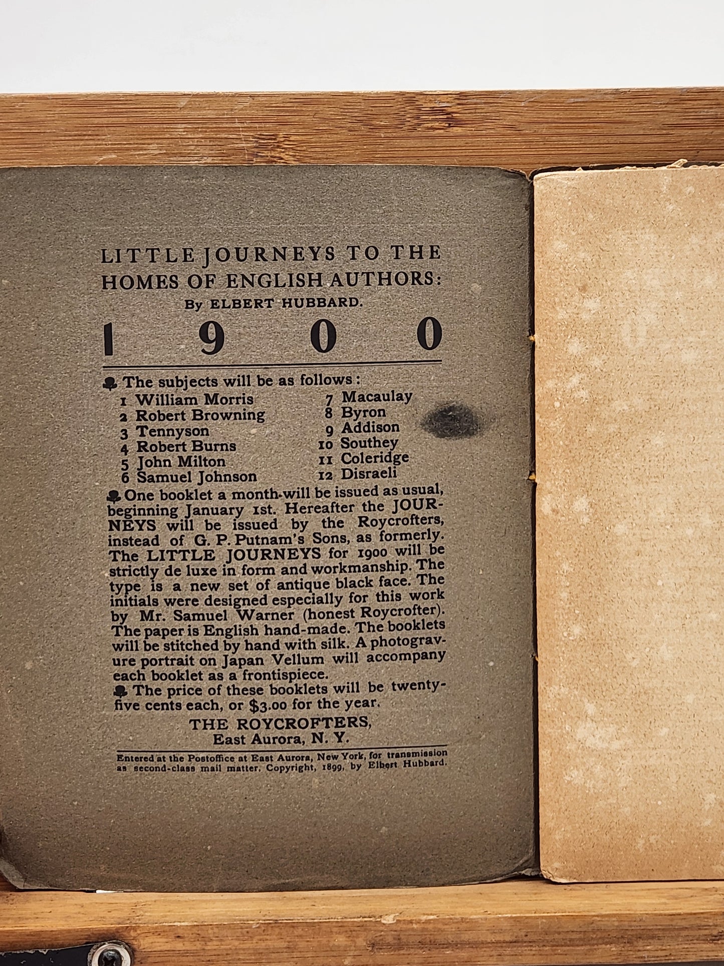 1900 Little Journeys to the Homes of English Authors – S.T. Coleridge by Elbert Hubbard, Roycrofters Press