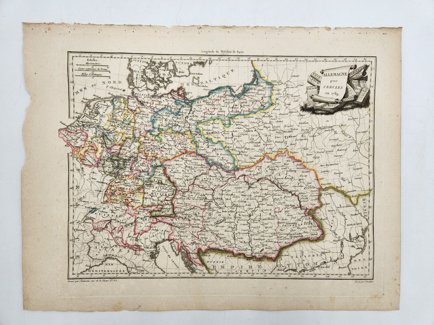 Original Map 1812 of Germany,Allemagne par Cercles - Conrad Malte-Brun / Lapie