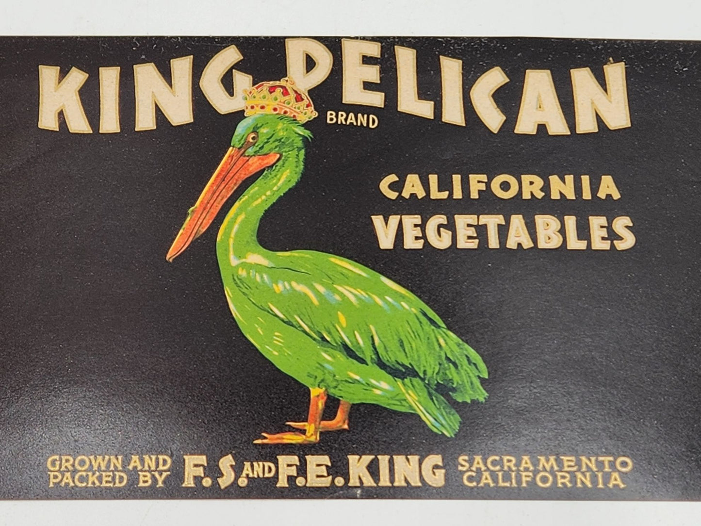 Mid-century King Pelican California Peas Label