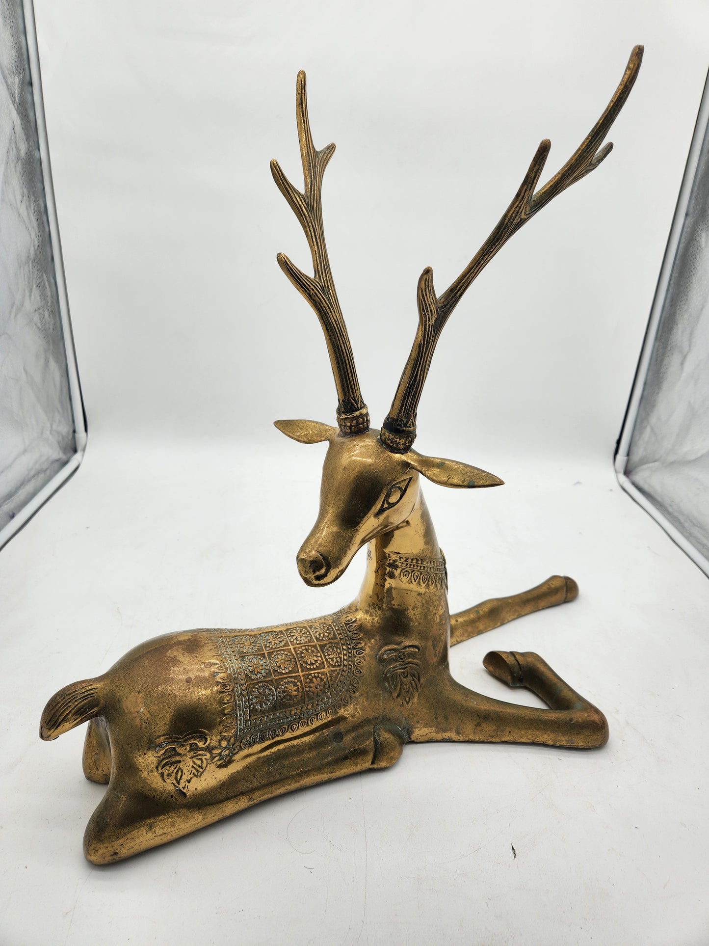 Pair of Large Brass Deer/Stag Figures - Mid-Century - Sarried Ltd