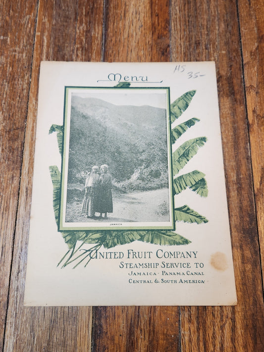 Steamboat Cartago Feb. 14th 1913 United Fruit Company Breakfast Menu