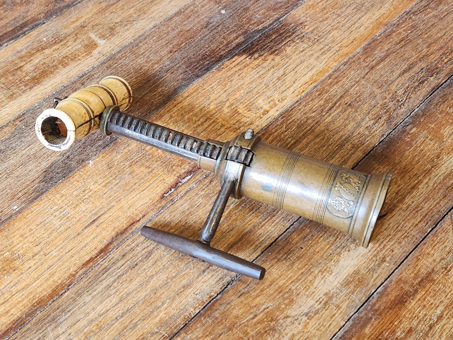 English Thomason Type Kings Screw Mechanical Corkscrew w/ Bone Handle