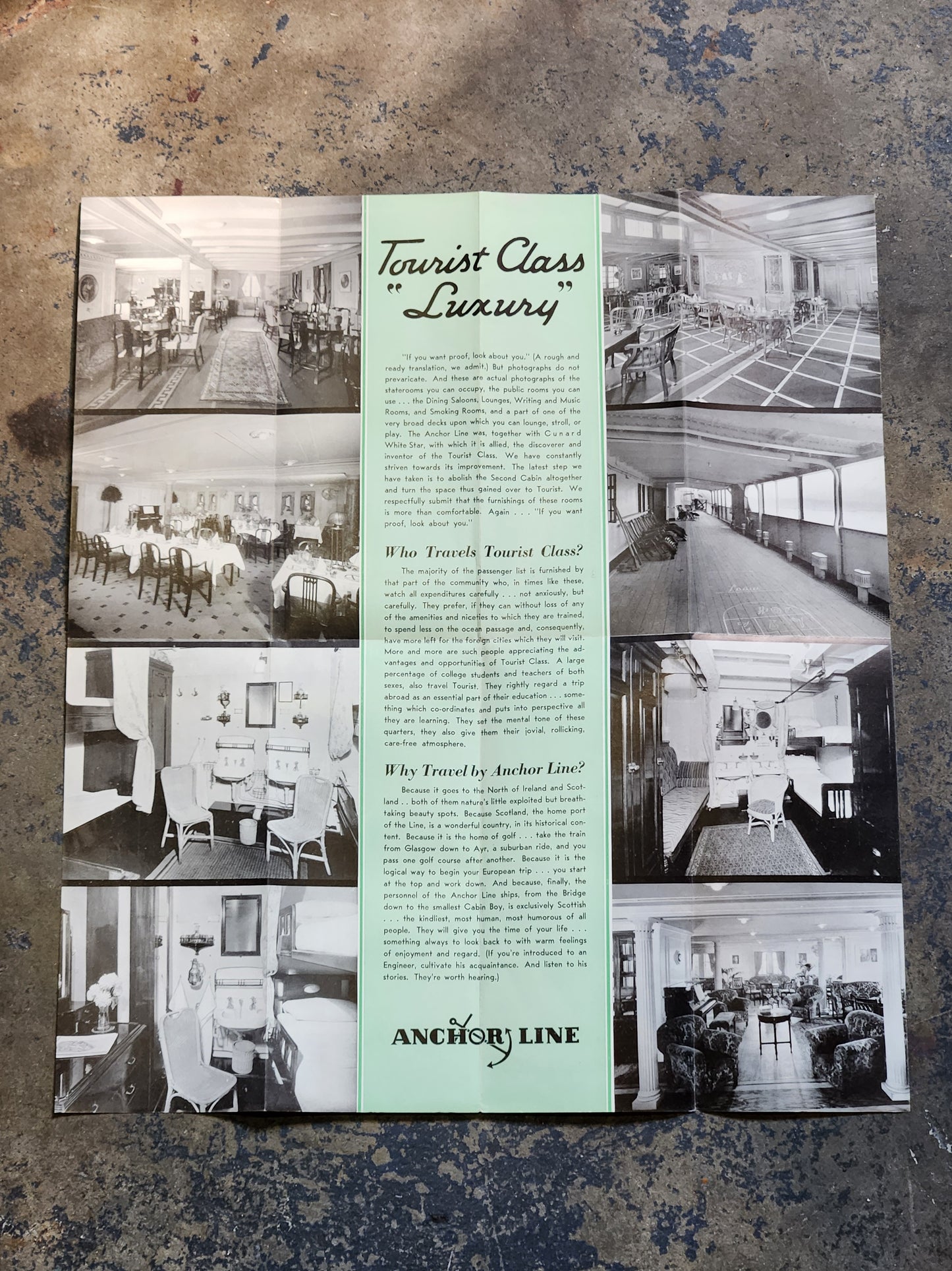 Anchor Line Tourist Class Europe Trip Brochure
